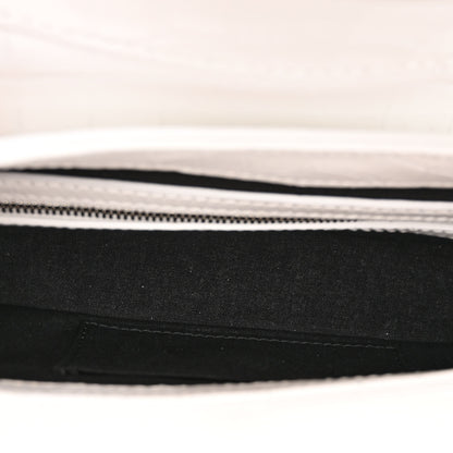 Balenciaga Calfskin Crocodile Embossed Small Lindsay Shoulder Bag Optic White 5 of 9