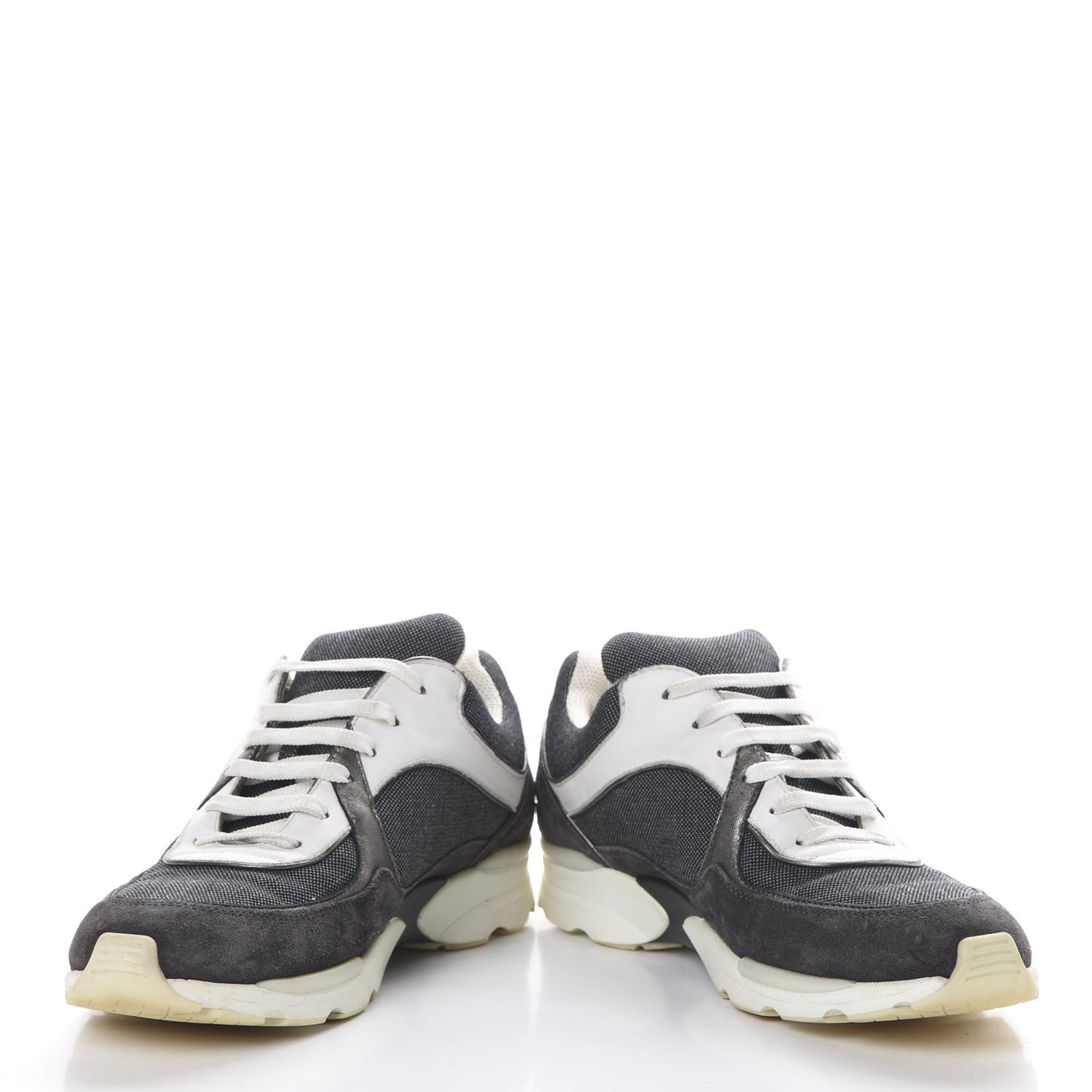 Denim Suede Calfskin CC Sneakers 40.5 Grey