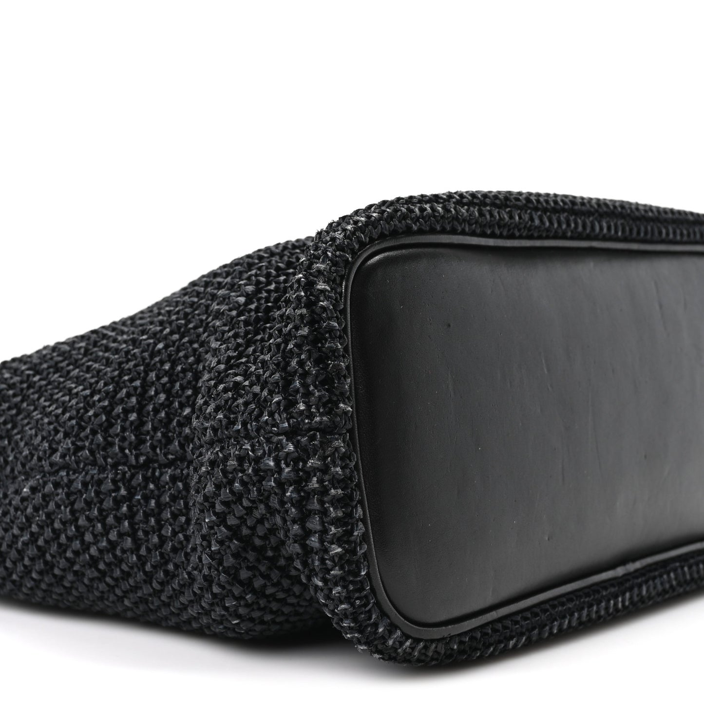 Calfskin Raffia Mini Tote Black
