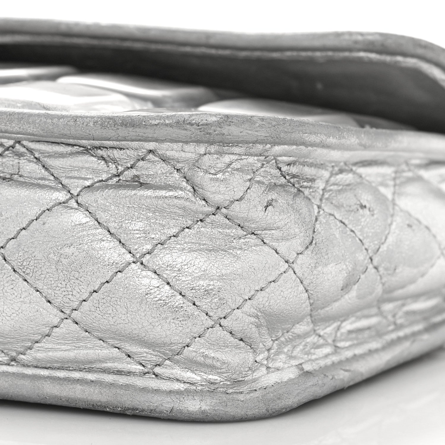 Chanel Vinyl Large Ice Cube Flap Silver 9 of 11