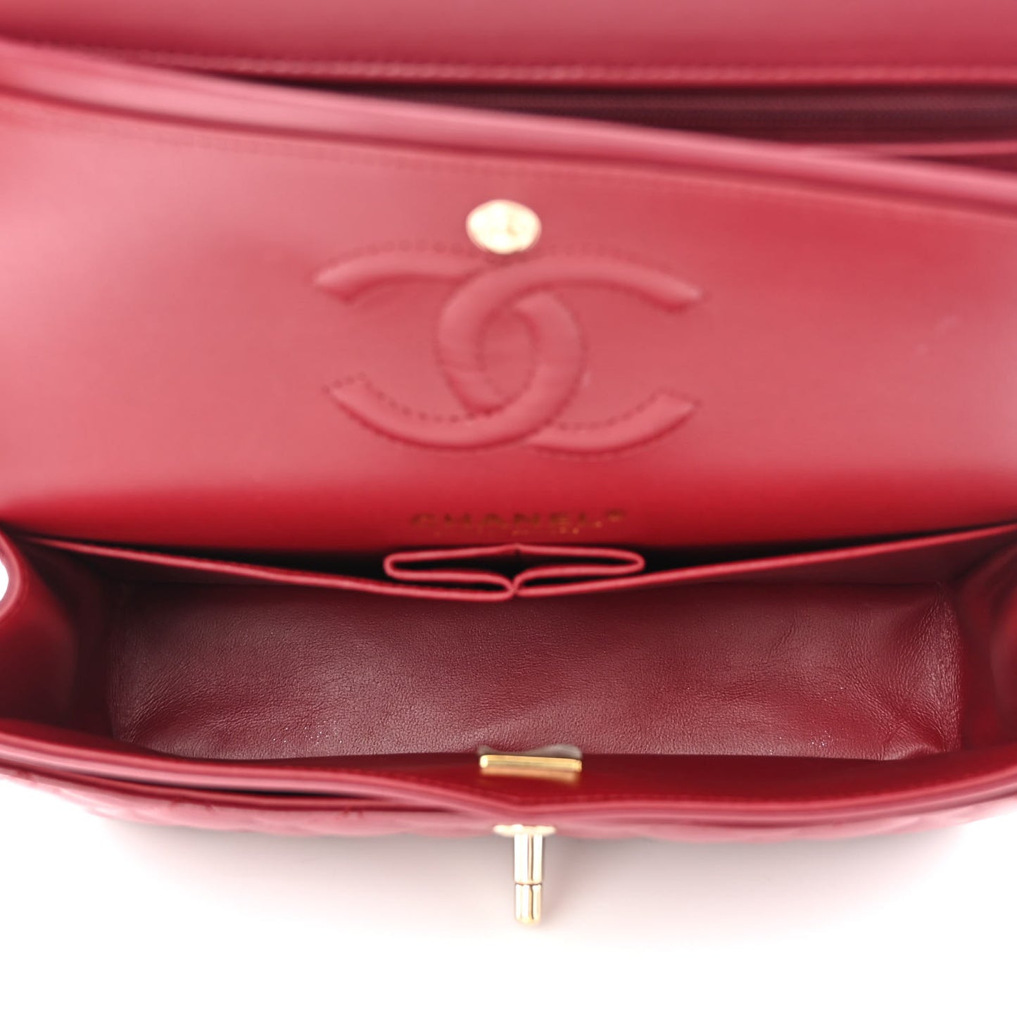 Lambskin Quilted Small Double Flap Burgundy