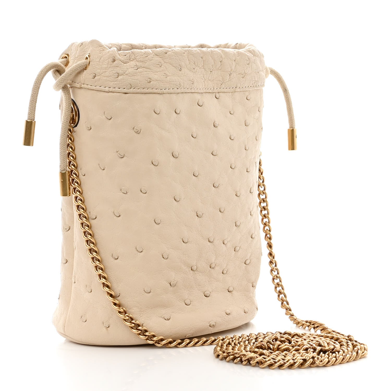 Gucci Ostrich Mini GG Marmont 2.0 Bucket Bag White 3 of 11