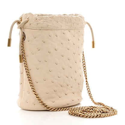 Gucci Ostrich Mini GG Marmont 2.0 Bucket Bag White 3 of 11