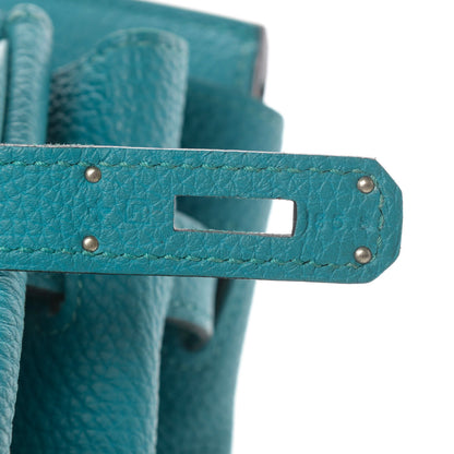 Hermes Taurillon Clemence Birkin 35 Turquoise 8 of 15