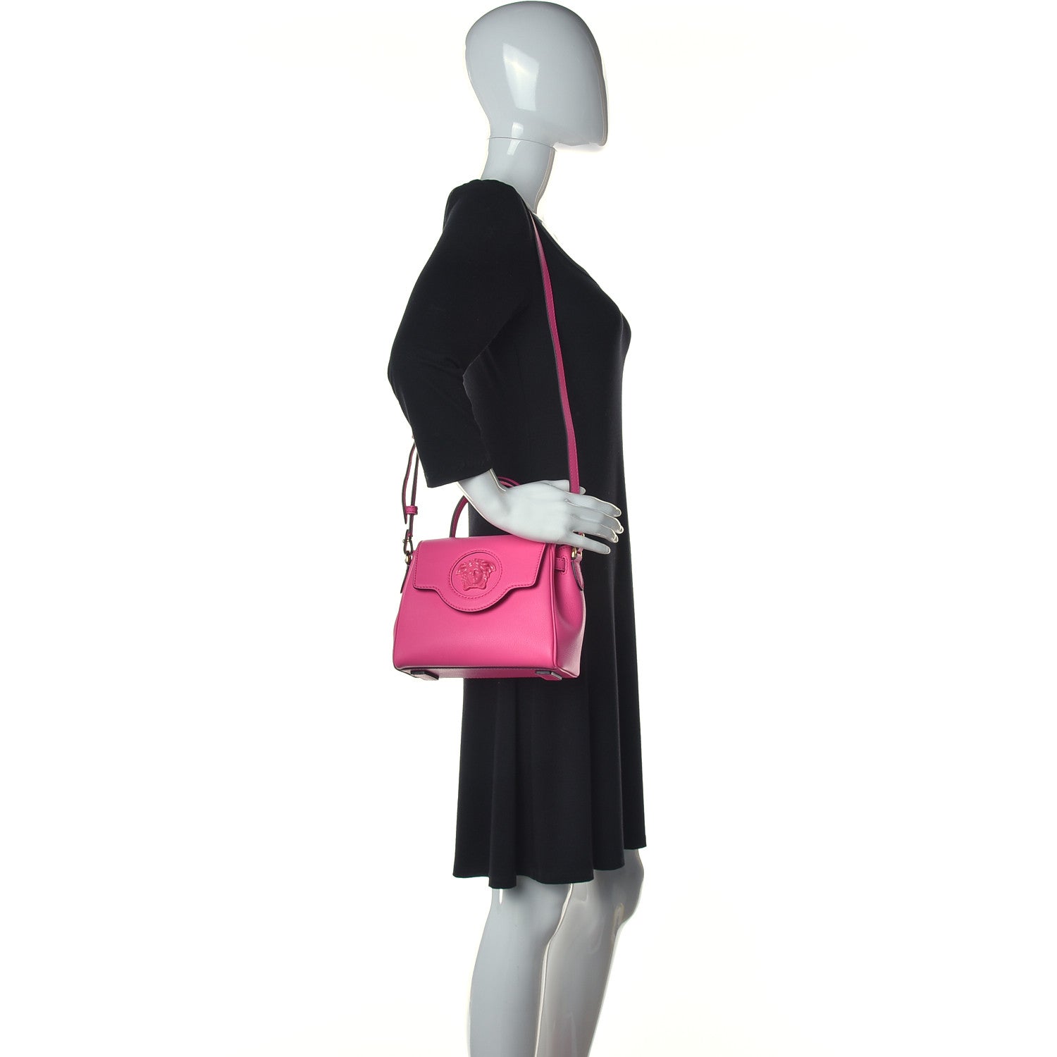 Versace Grained Calfskin Small La Medusa Top Handle Bag Fuchsia 2 of 13