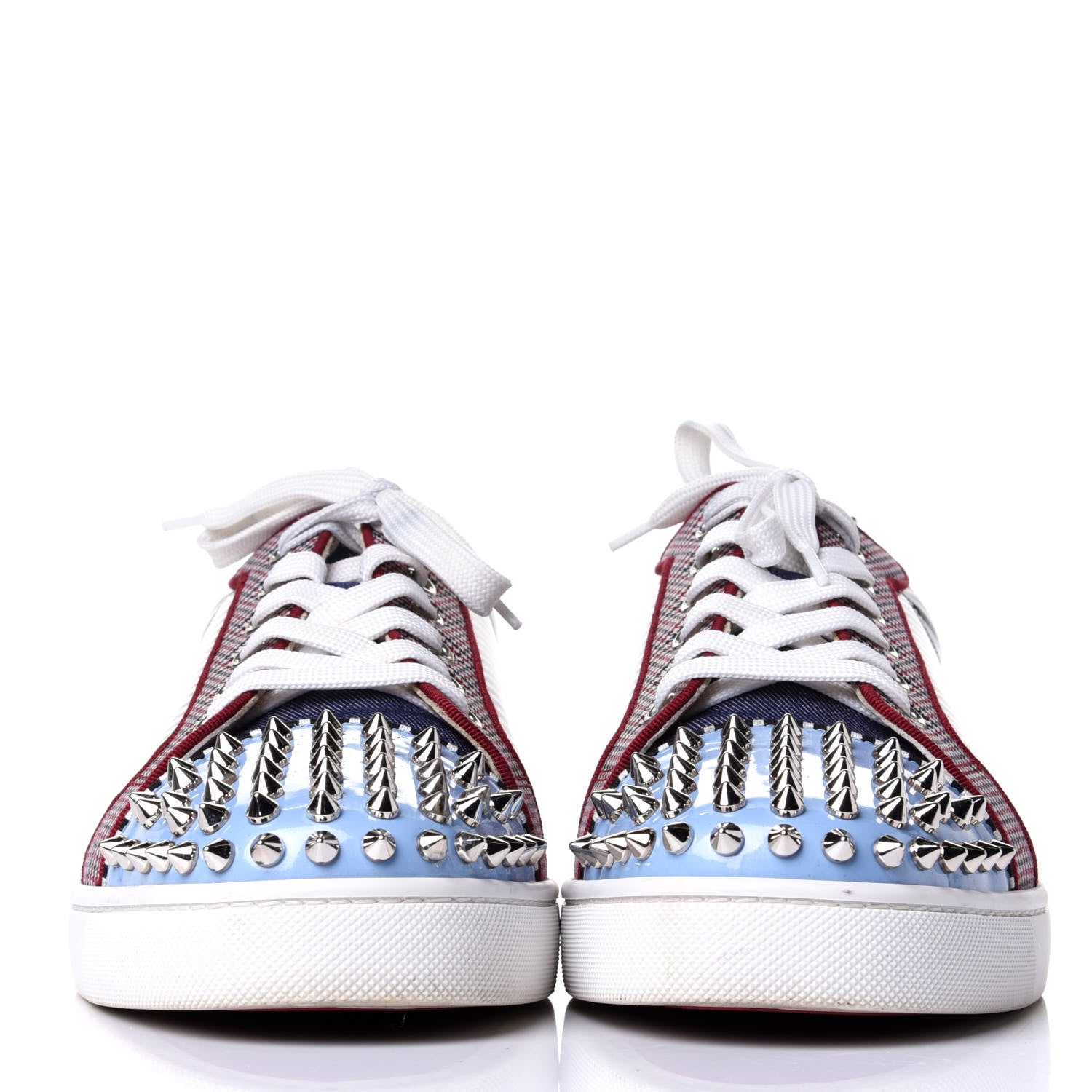 Christian Louboutin Denim Nappa Mens Louis Junior Spikes Orlato Flat Sneakers 42 Multicolor 2 of 11