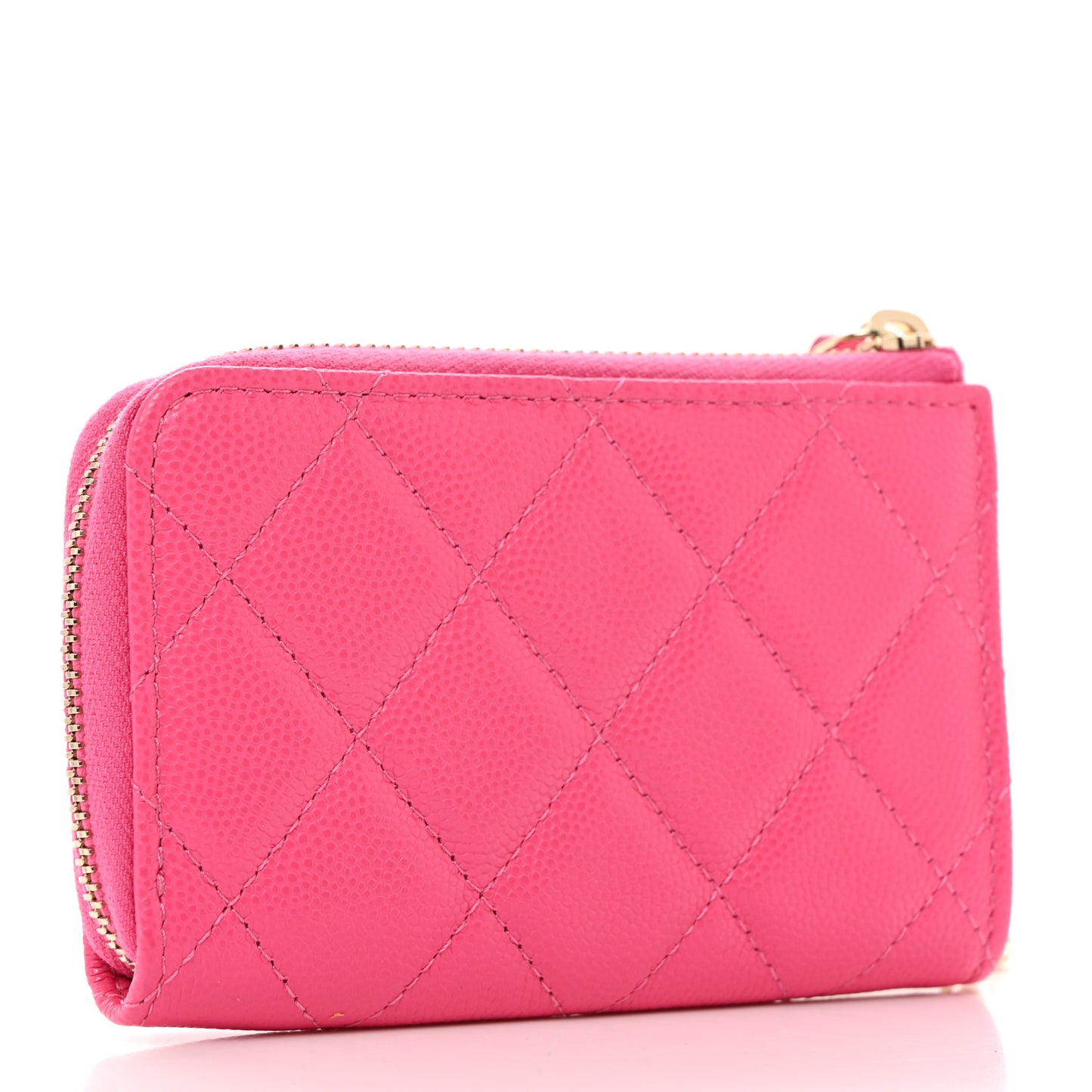 Caviar Quilted Zipped Key Holder Case Pink
