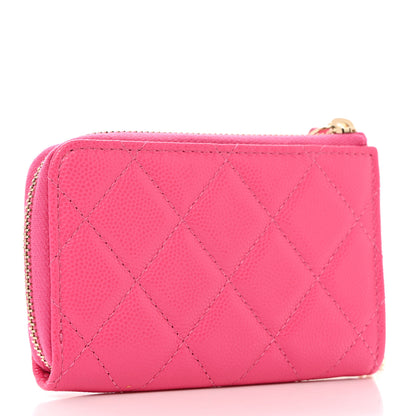 Chanel Caviar Quilted Zipped Key Holder Case Pink 3 of 8