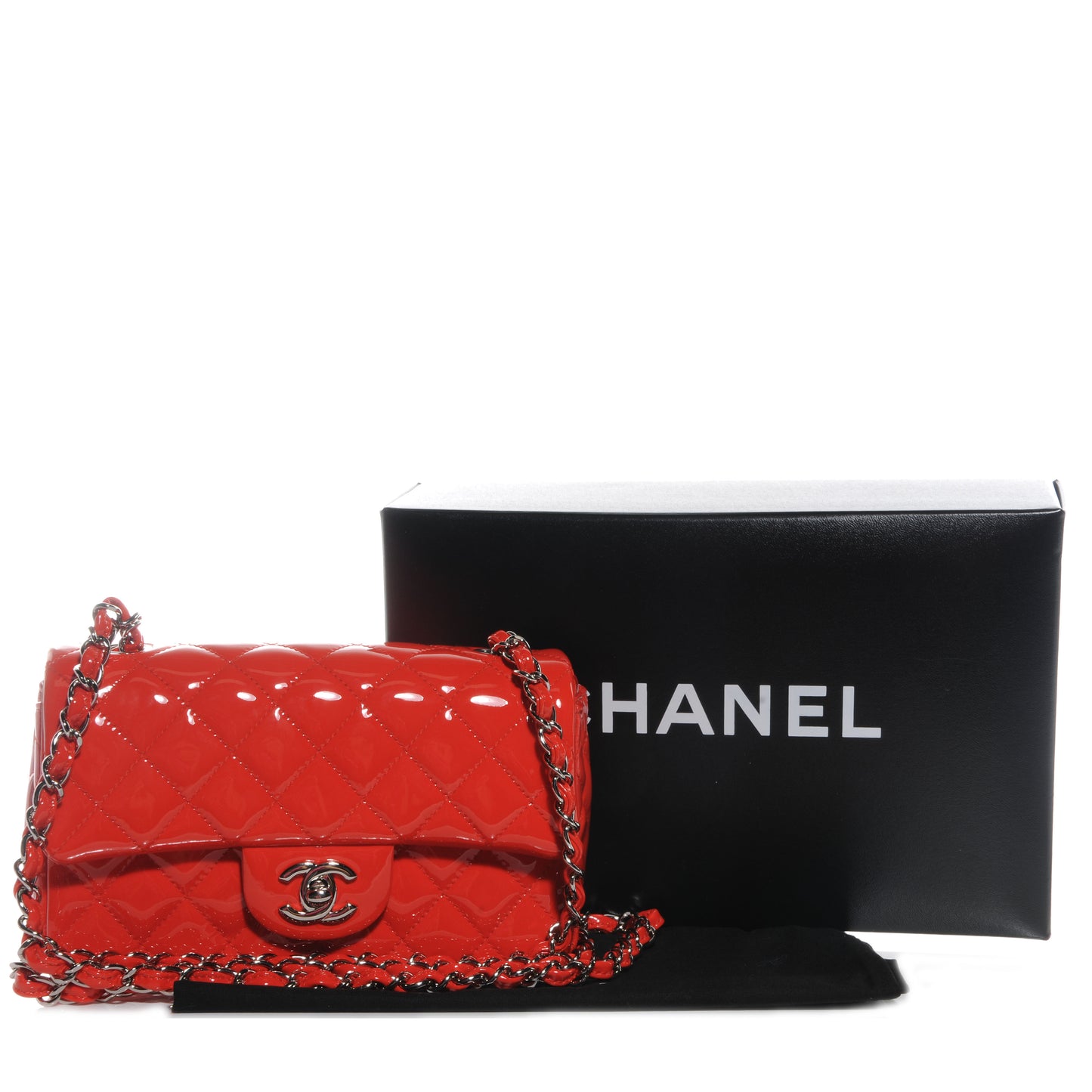 Patent Quilted Mini Flap Red