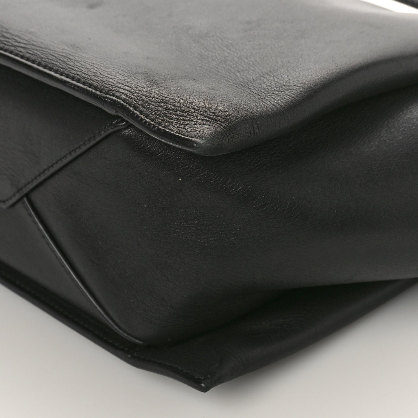 Supple Natural Calfskin Medium Tri-Fold Bag Black