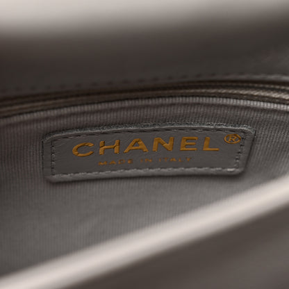 Chanel Lambskin Quilted Chain Top Handle Flap Light Grey 7 of 10
