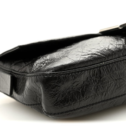 Fendi Crackled Calfskin Baguette 26424 Black 9 of 10