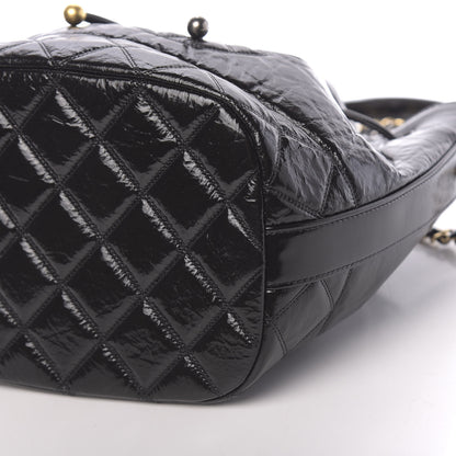 Chanel Shiny Aged Calfskin CC Chain Drawstring Bag Black 10 of 11