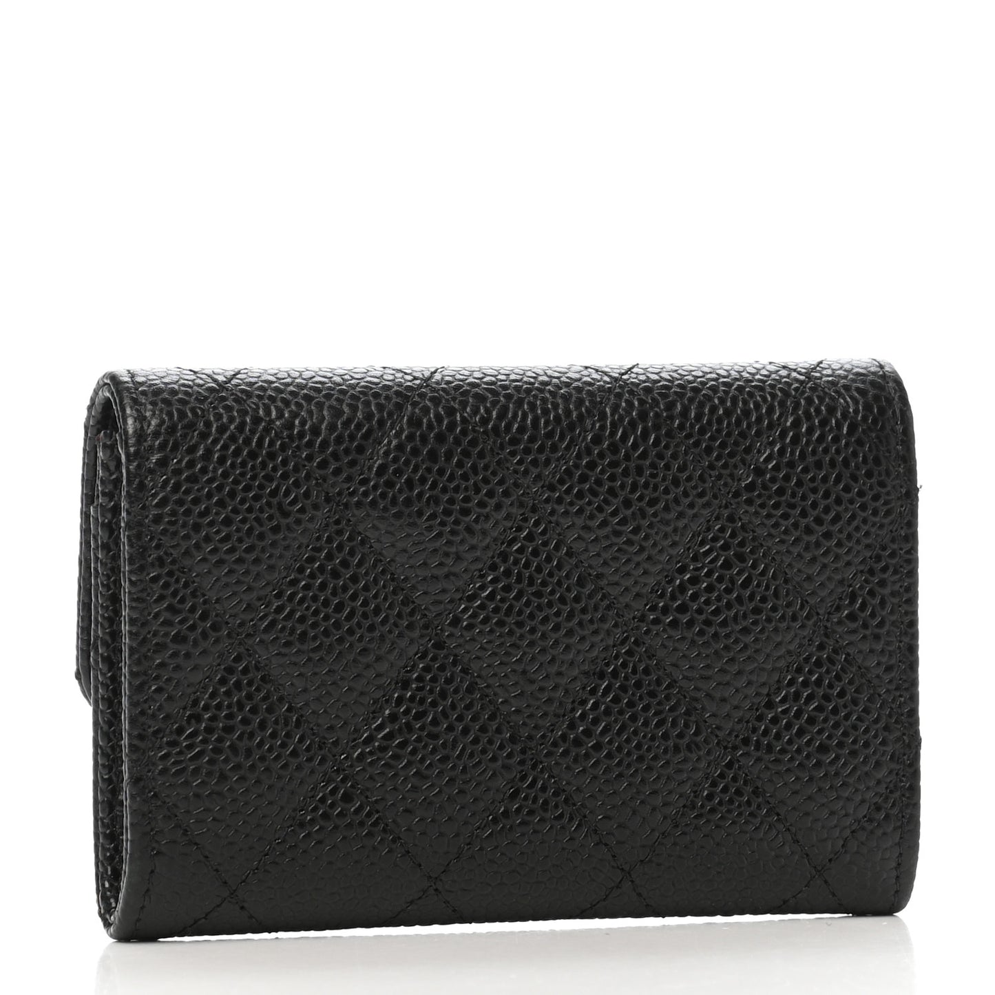 Caviar Quilted Flap Card Holder Black