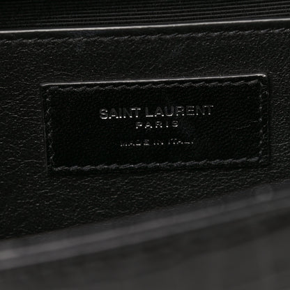 Saint Laurent Calfskin Crocodile Embossed Medium Classic Monogram Kate Tassel Satchel Black 7 of 9
