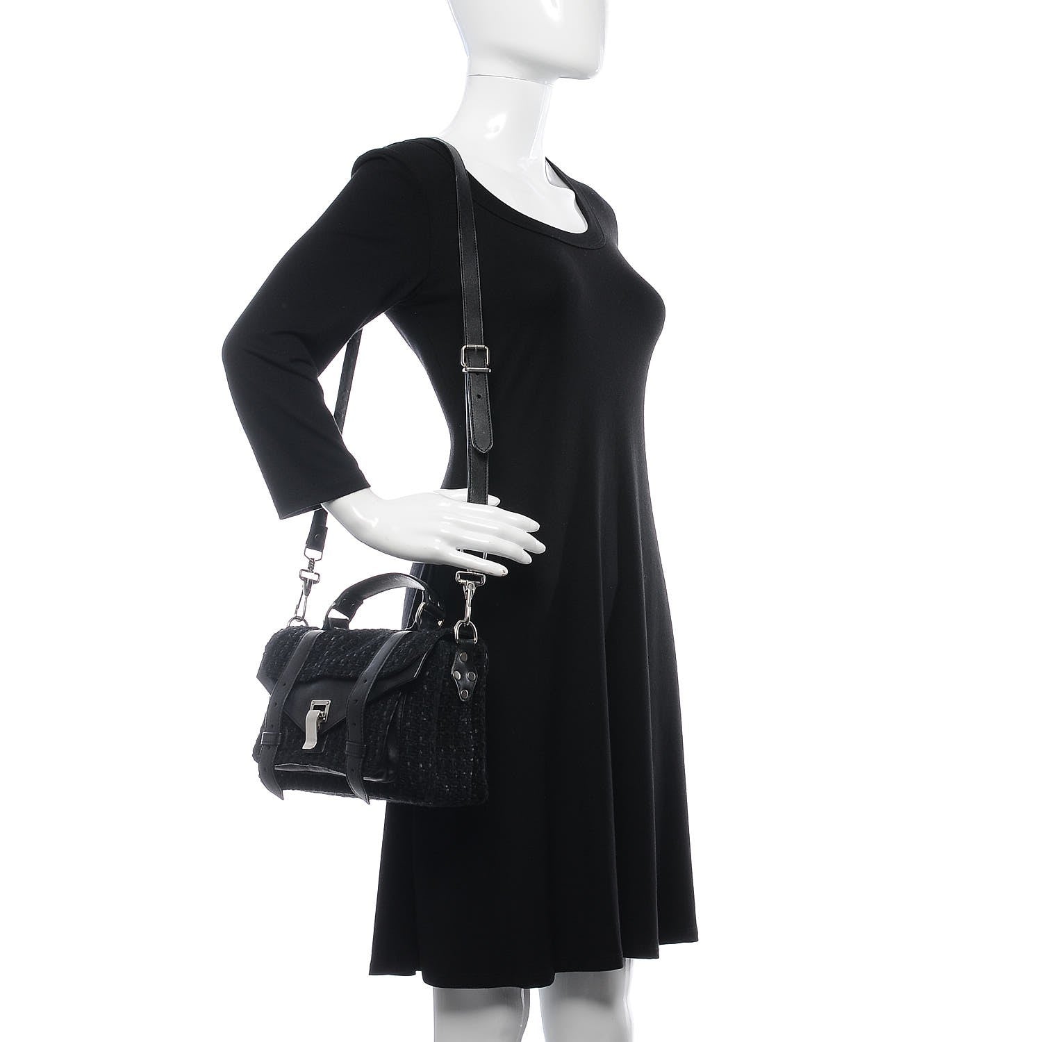 Proenza Schouler Lorma Tweed Lambskin Tiny PS1 Satchel Black 2 of 8