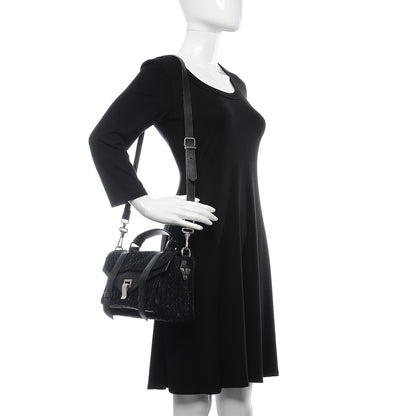 Proenza Schouler Lorma Tweed Lambskin Tiny PS1 Satchel Black 2 of 8