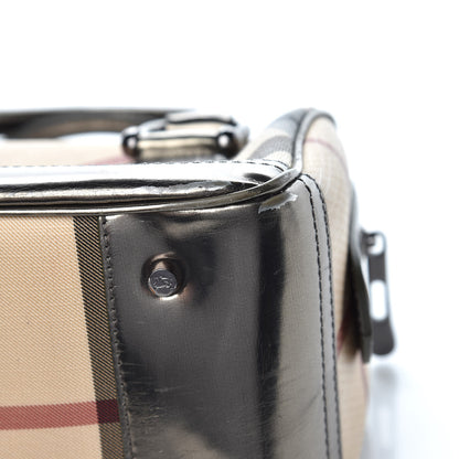 Burberry Supernova Check Patent Bowling Bag Pewter 14 of 17
