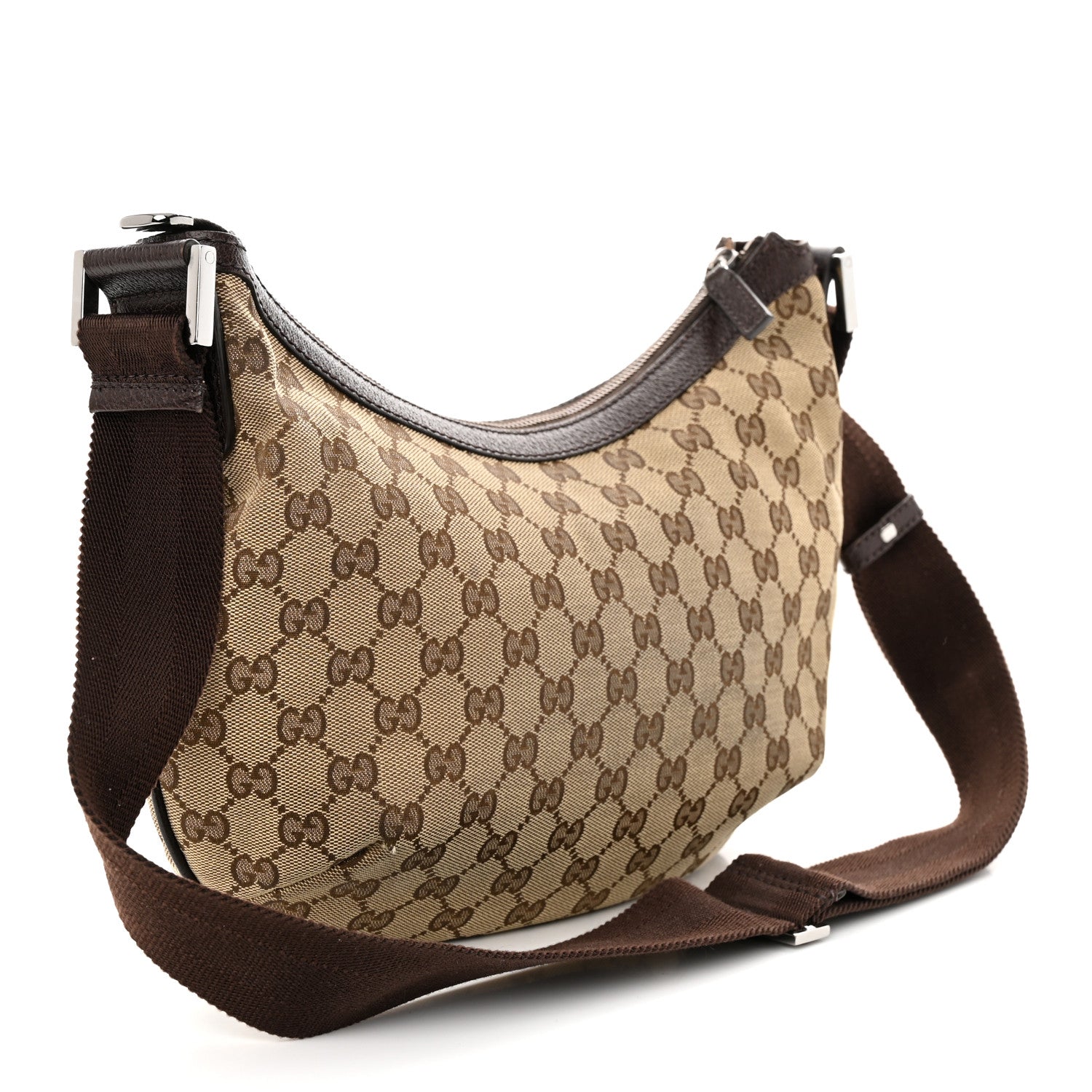 Gucci Monogram Medium Half Moon Hobo Dark Brown 3 of 12