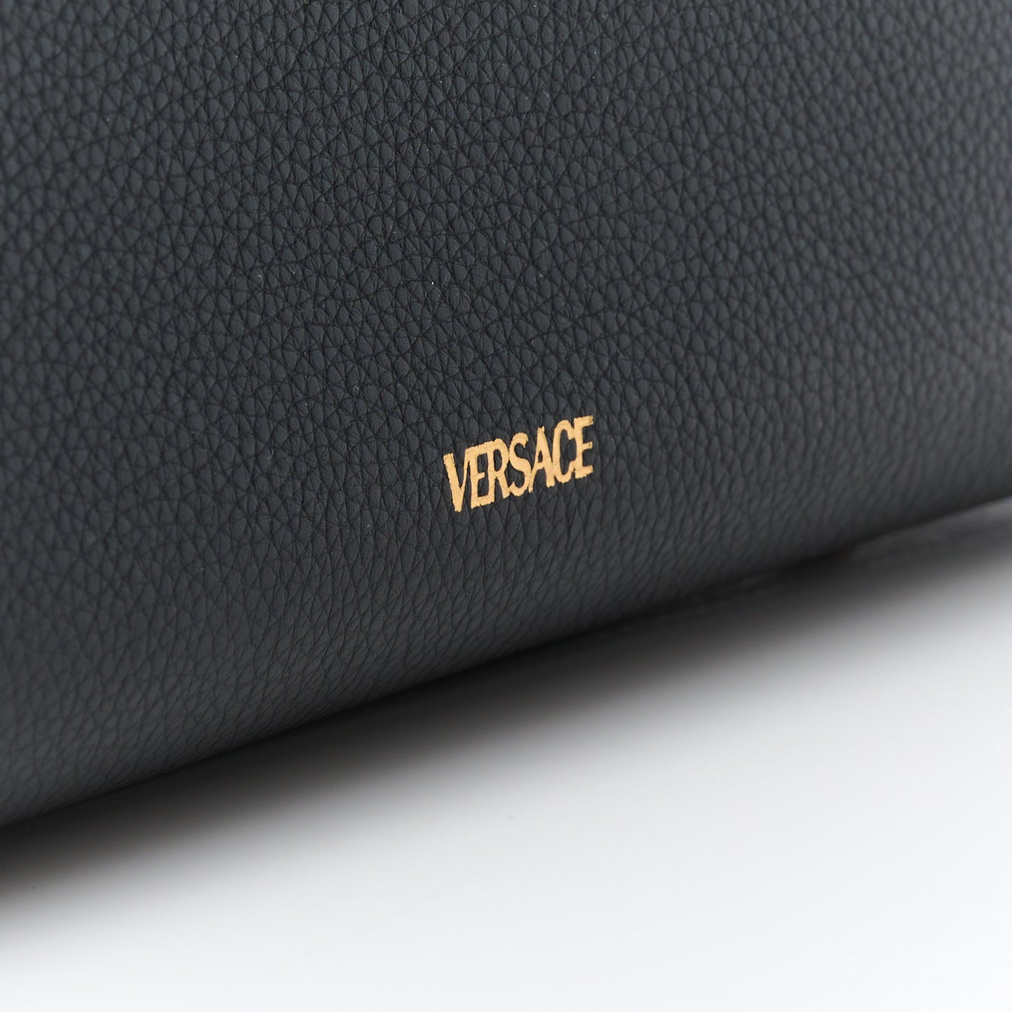 Grained Calfskin Large Virtus Top Handle Shoulder Bag Black
