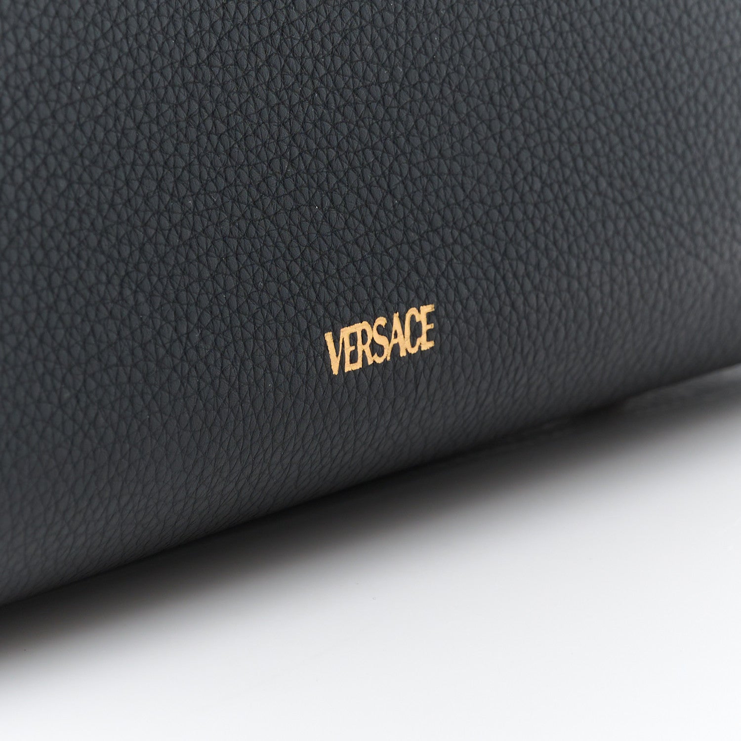 Versace Grained Calfskin Large Virtus Top Handle Shoulder Bag Black 8 of 11