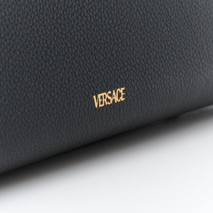 Versace Grained Calfskin Large Virtus Top Handle Shoulder Bag Black 8 of 11