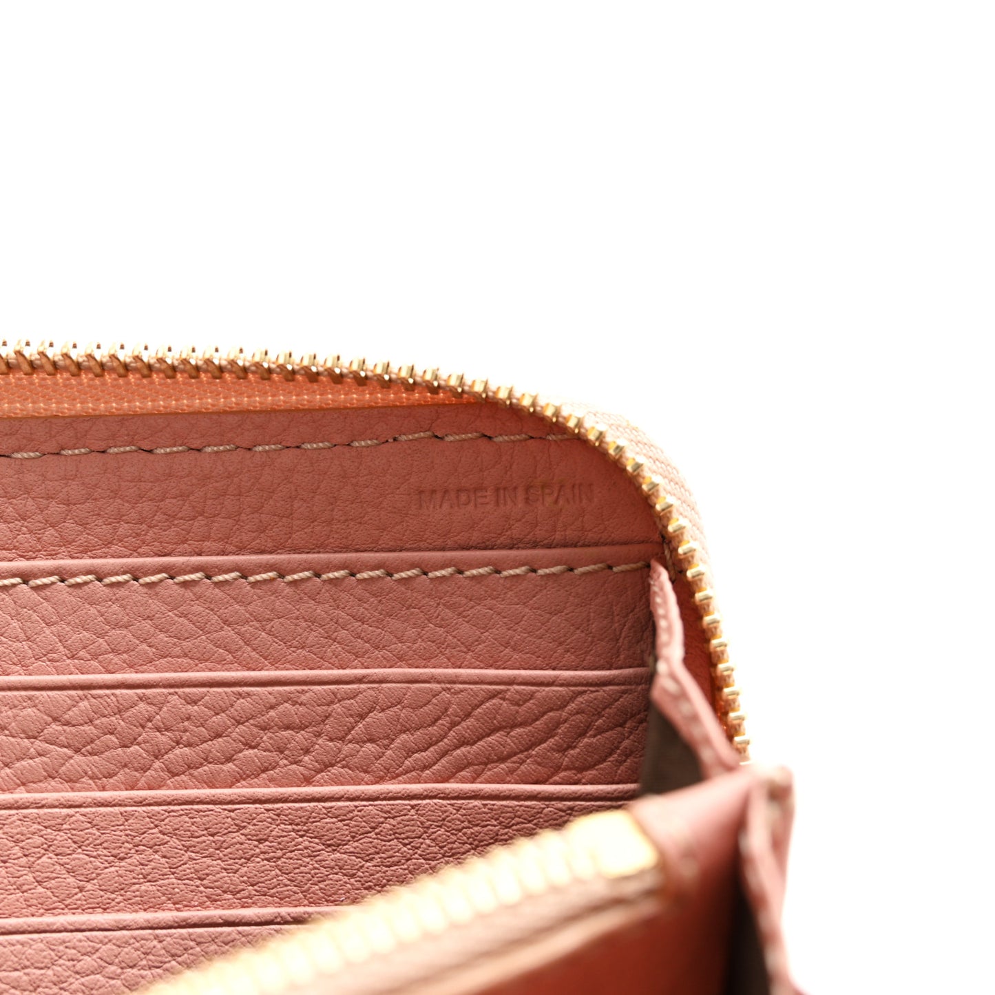 Grained Calfskin Marcie Long Zip Around Wallet Pink