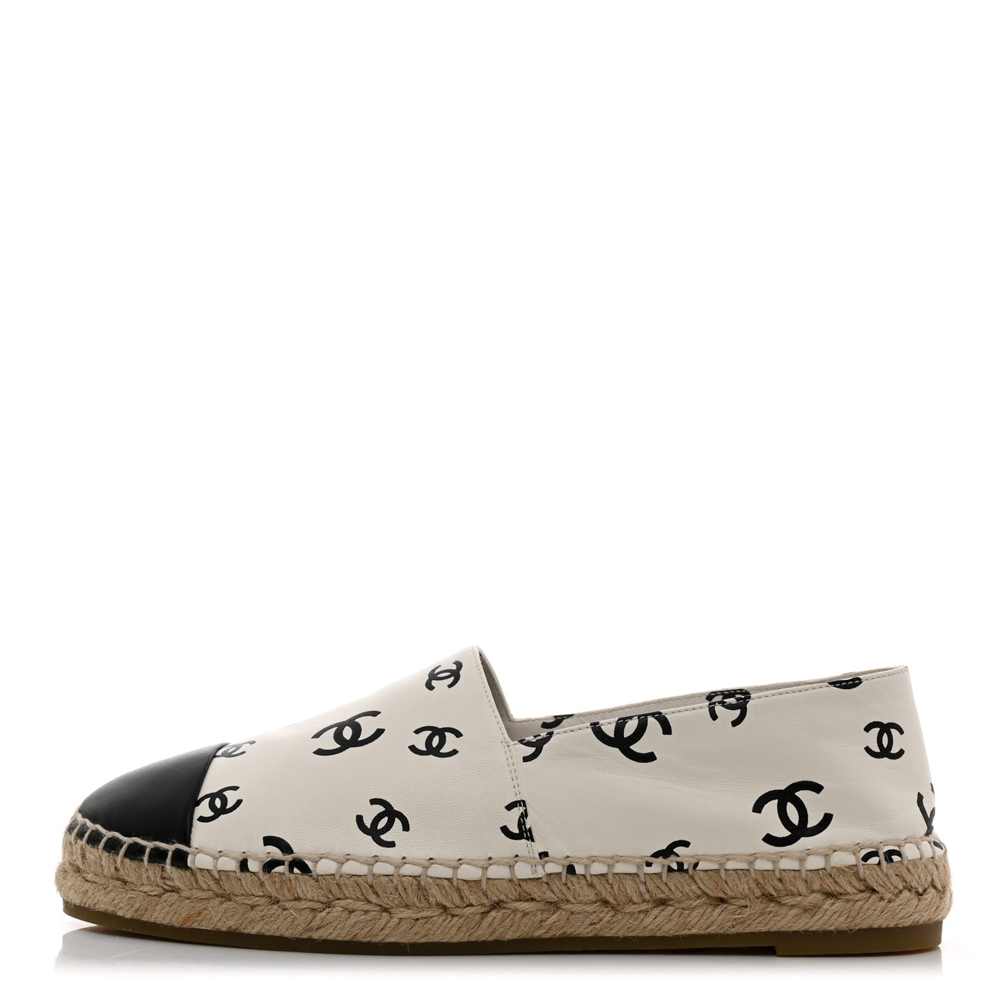 Lambskin Printed Coco Beach Espadrilles 40 White Black