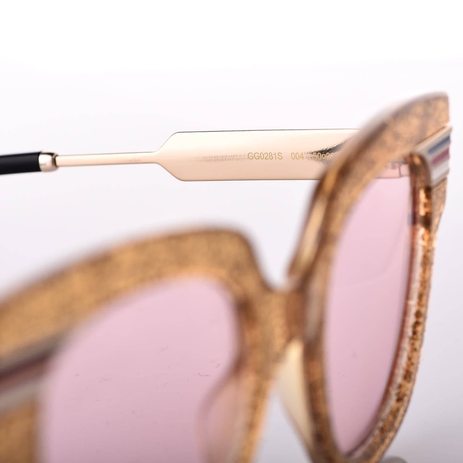 Gucci Acetate Square Frame Web Glitter GG0281S Sunglasses Gold 5 of 9