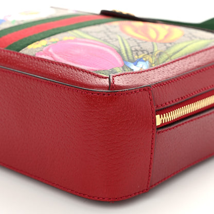 Gucci GG Supreme Monogram Flora Web Small Ophidia Top Handle Shoulder Bag Hibiscus Red 10 of 11