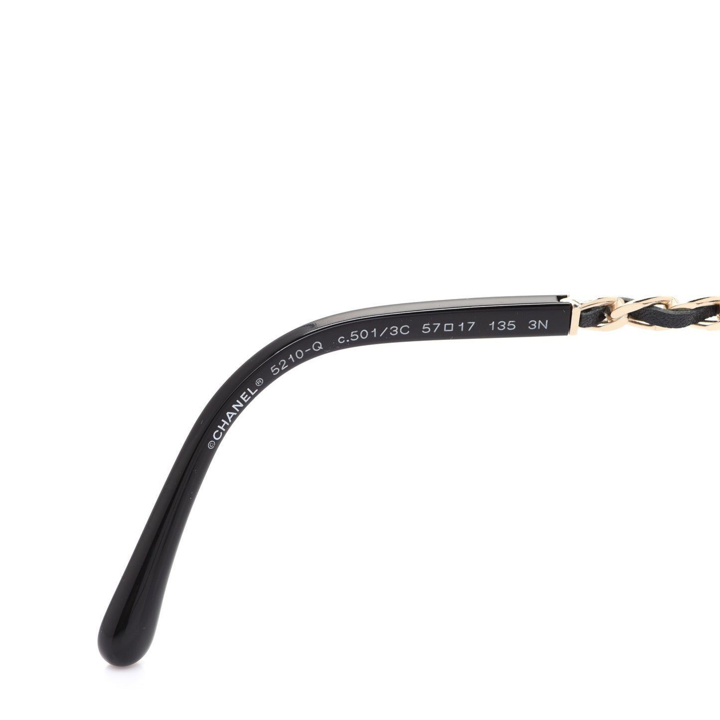 Lambskin Square Chain Sunglasses 5210-Q Black