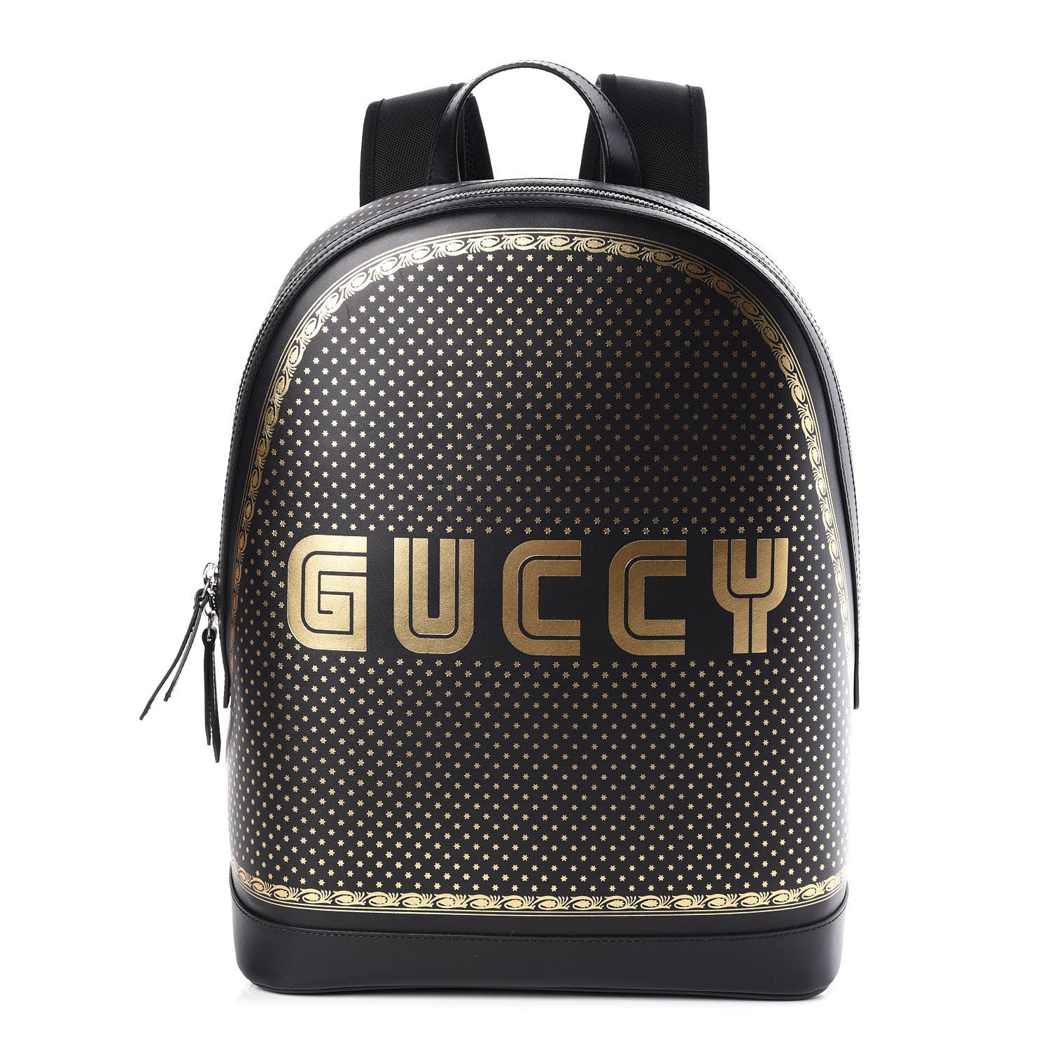 Gucci X SEGA Calfskin GUCCY Stars Dome Backpack Black Gold 1 of 10