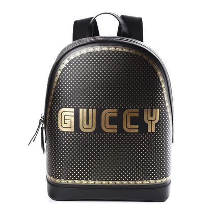 Gucci X SEGA Calfskin GUCCY Stars Dome Backpack Black Gold 1 of 10