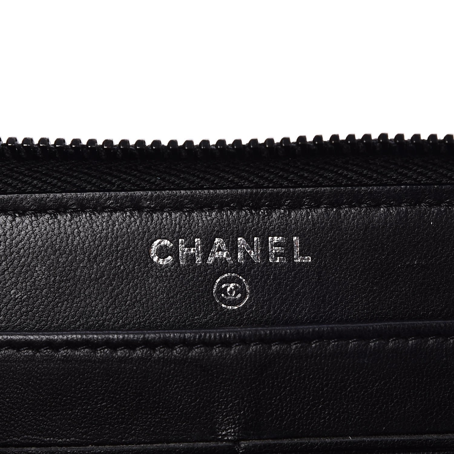 Chanel Lambskin Chevron Quilted Zip Around Wallet So Black 6 of 9