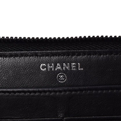 Chanel Lambskin Chevron Quilted Zip Around Wallet So Black 6 of 9
