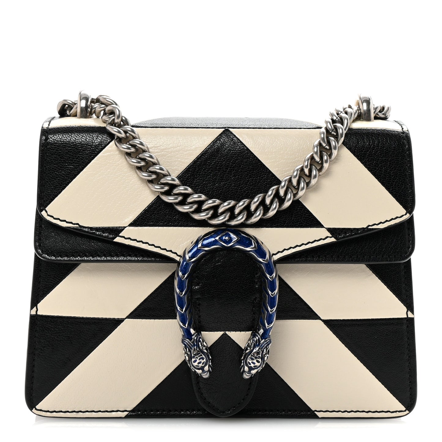 Calfskin Geometric Print Mini Dionysus Shoulder Bag Black White