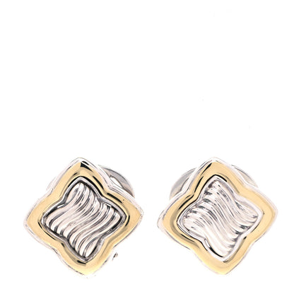 David Yurman Sterling Silver 18K Yellow Gold Quatrefoil Earrings 1 of 6