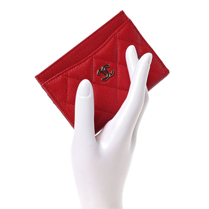 Chanel Caviar Quilted Card Holder Red 2 of 8