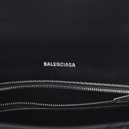 Balenciaga Shiny Box Calfskin Graffiti Logo Small Hourglass Top Handle Bag Black Silver 6 of 10