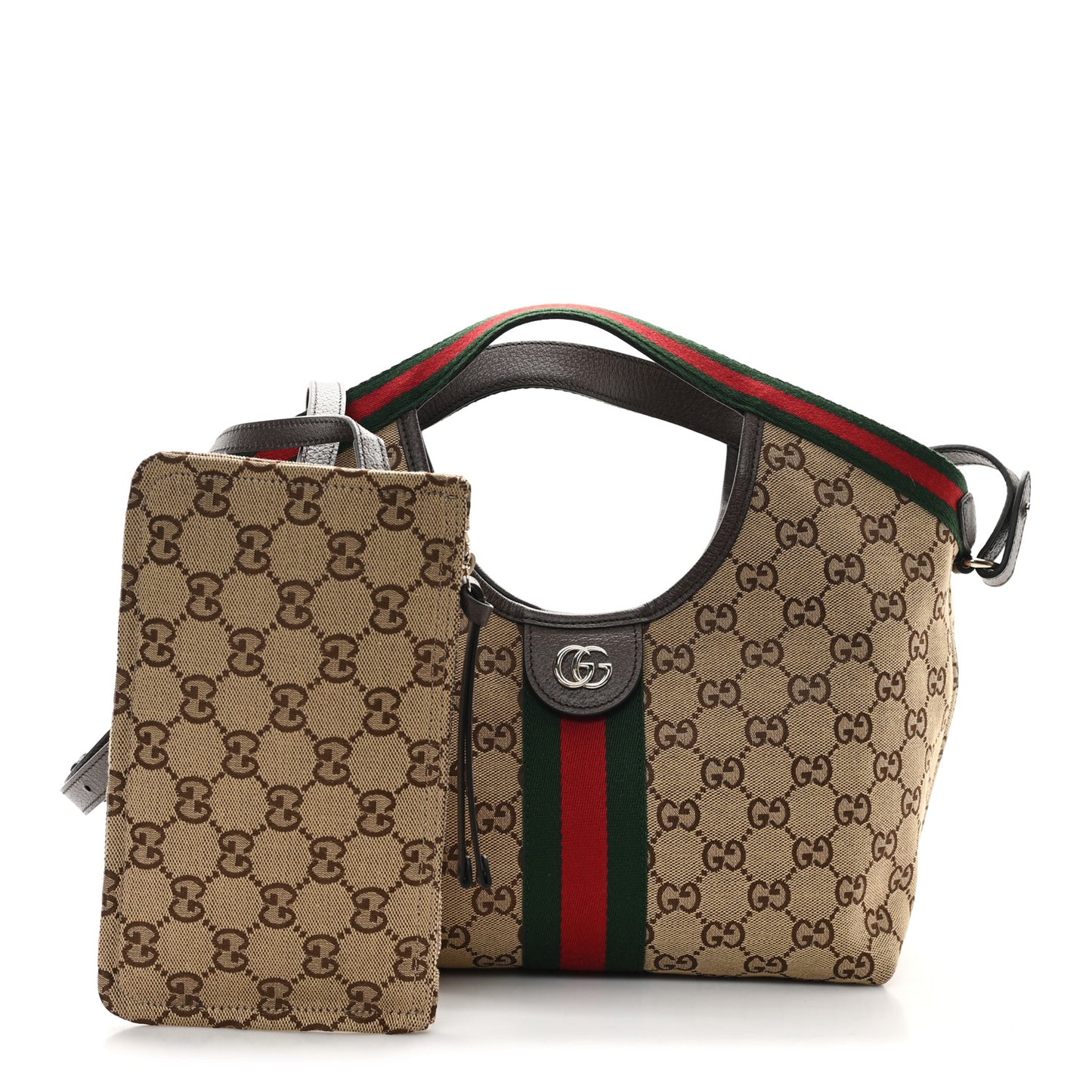 Monogram Web Small Giglio Tote Beige Dark Brown
