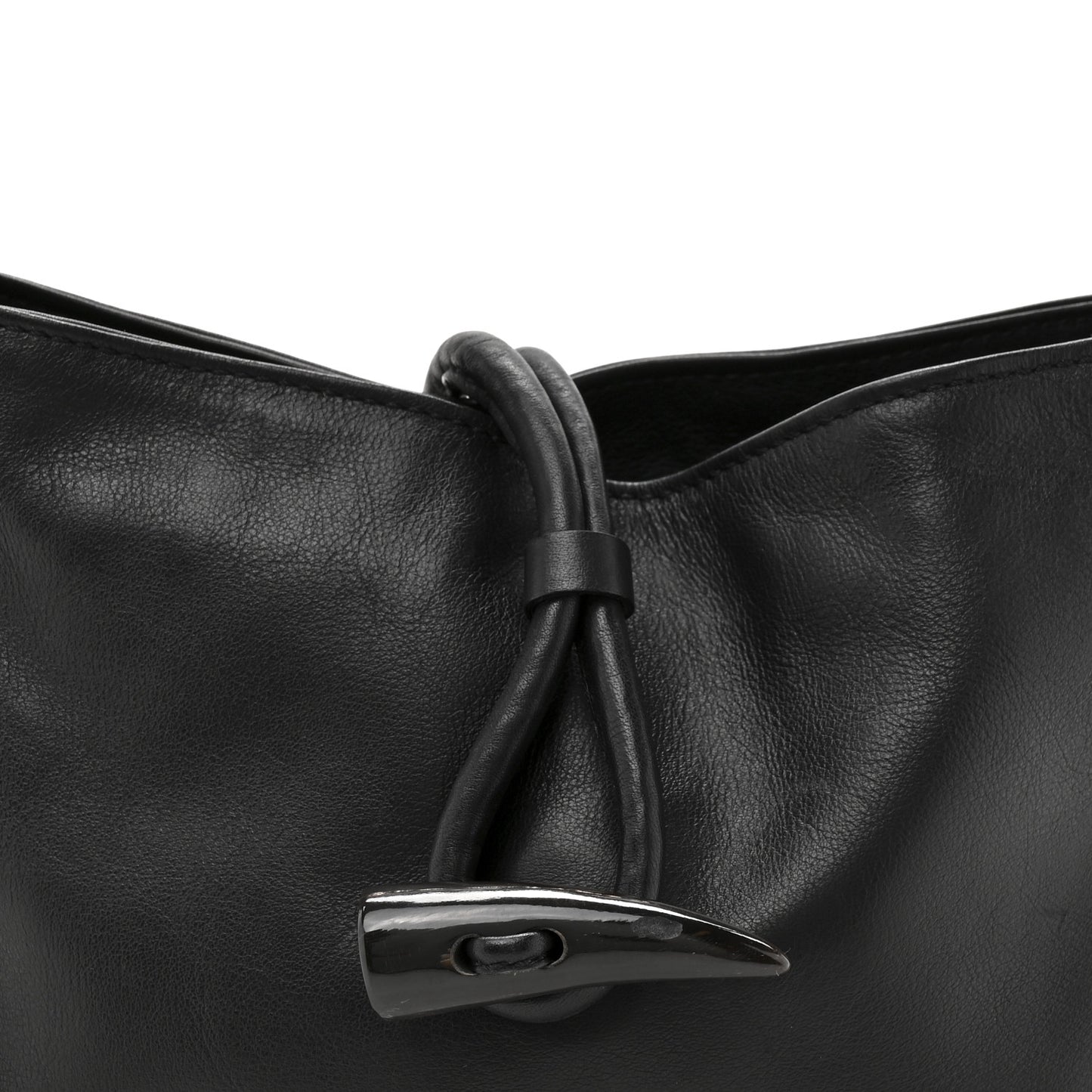 Calfskin Haymarket Check Horn Toggle Shoulder Bag Black Black
