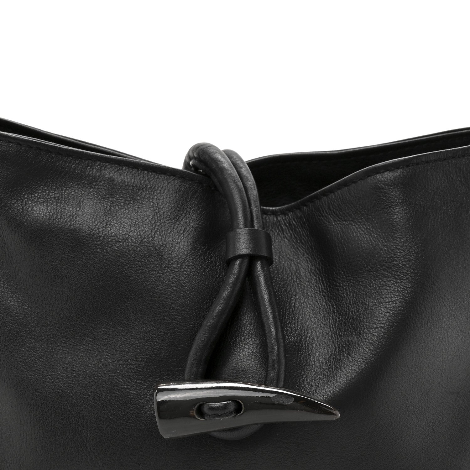 Burberry Calfskin Haymarket Check Horn Toggle Shoulder Bag Black Black 8 of 12