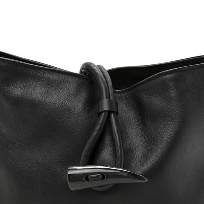 Burberry Calfskin Haymarket Check Horn Toggle Shoulder Bag Black Black 8 of 12