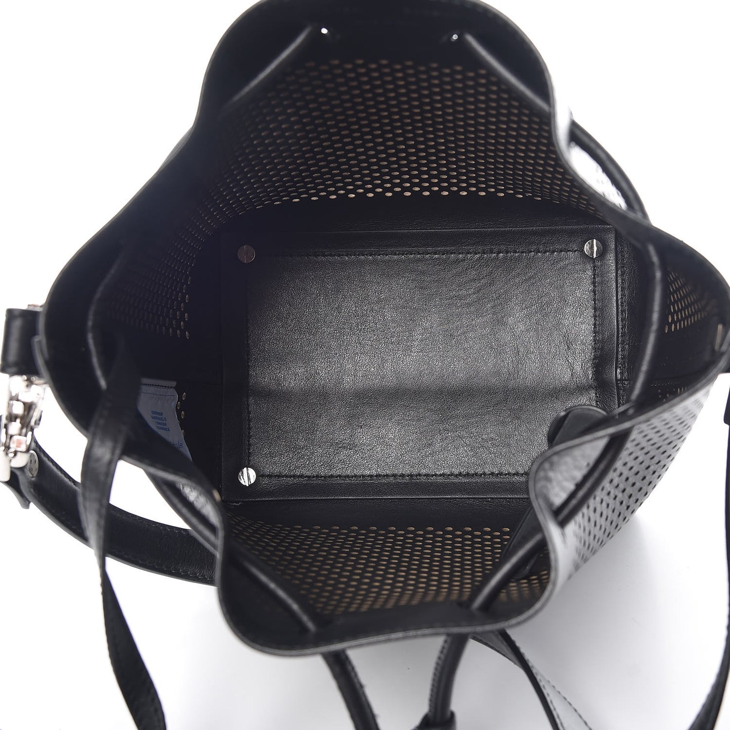 Calfskin Perforated Small Bucket Bag Black