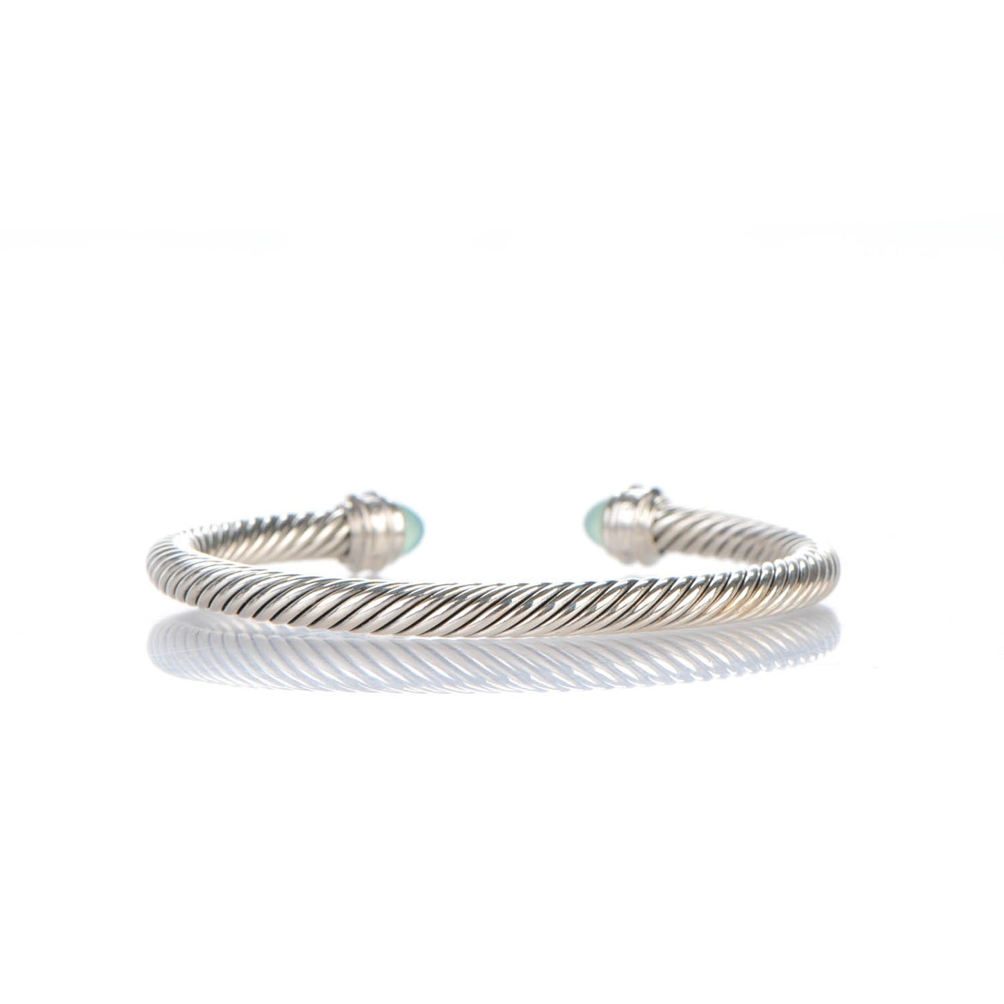 Sterling Silver Diamond Aqua Chalcedony 5mm Cable Classics Bracelet