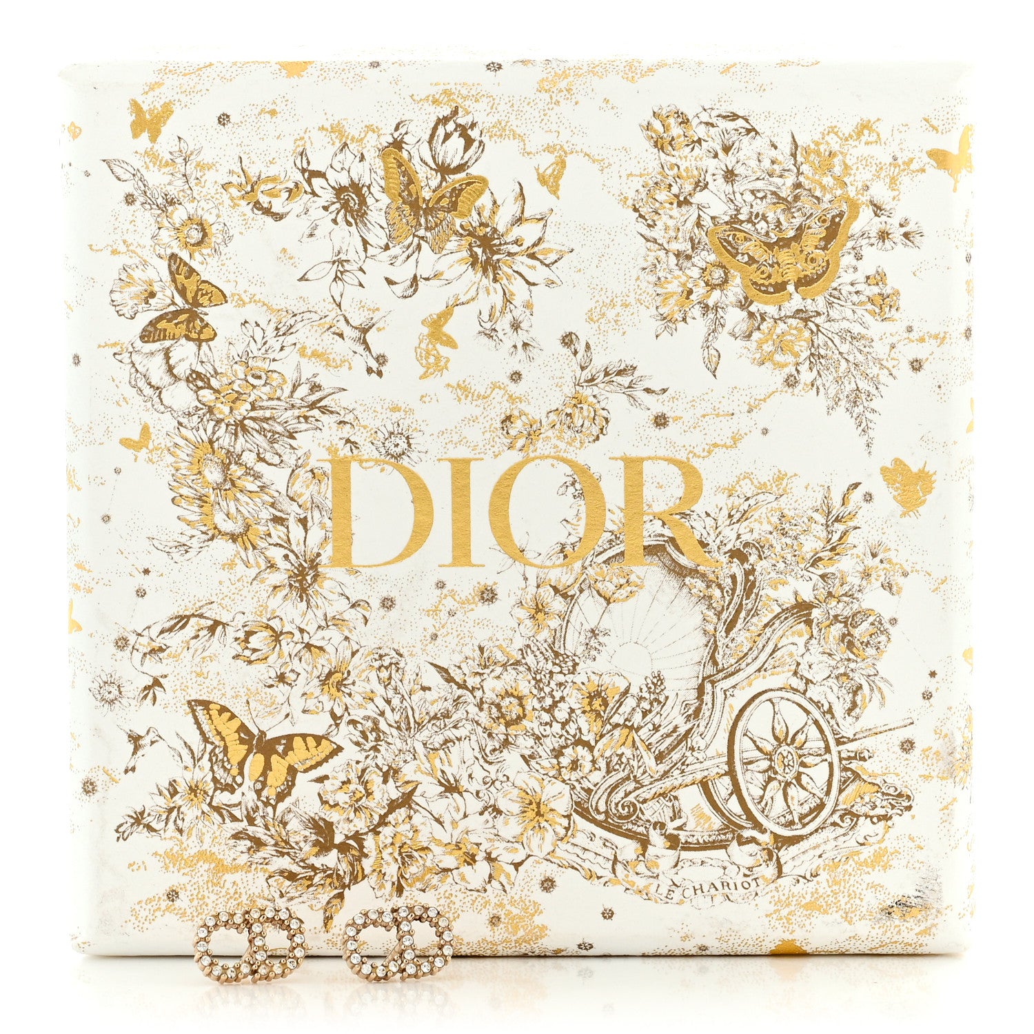 Christian Dior Strass Crystal CD Earrings Gold 4 of 4