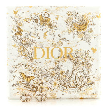 Christian Dior Strass Crystal CD Earrings Gold 4 of 4