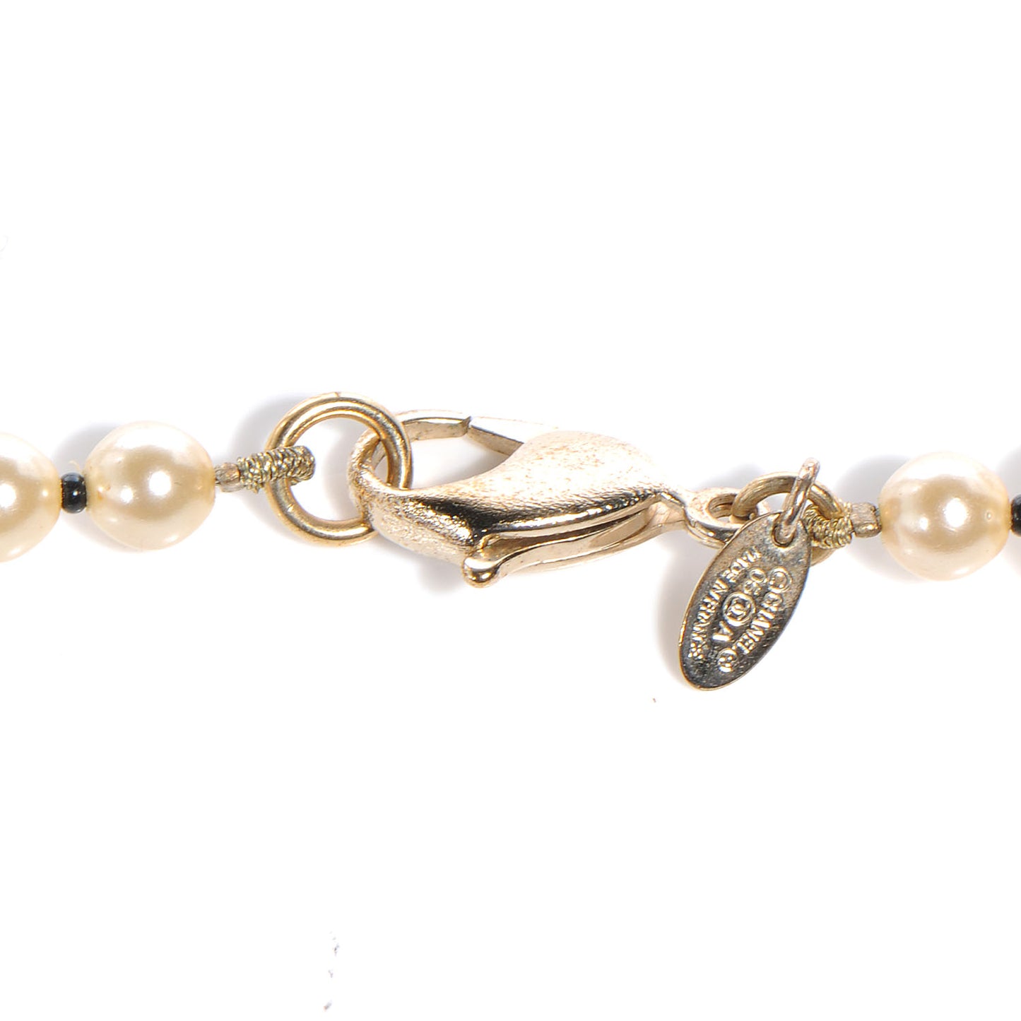 Pearl CC Coco Choker Necklace Ivory Black Gold
