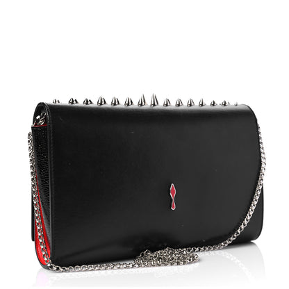 Christian Louboutin Calfskin Patent Jurassic Spikes Paloma Clutch Black 3 of 9
