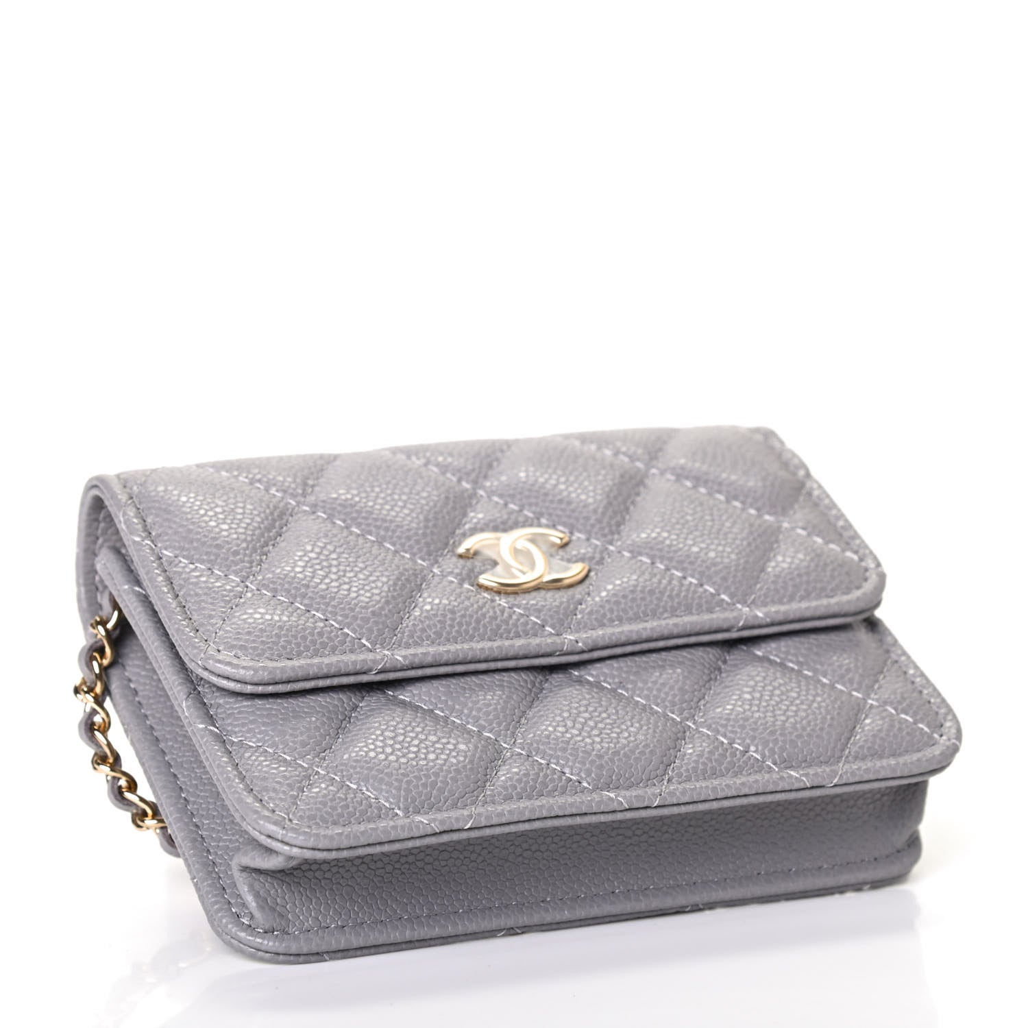 Chanel Caviar Quilted Miss Coco Clutch With Chain Grey 3 of 4